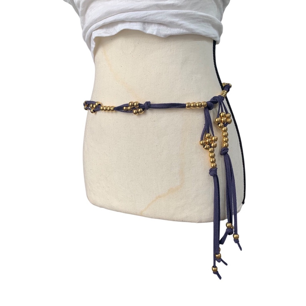 New Adjustable gold-plated stainless steel and vegan leather belt
